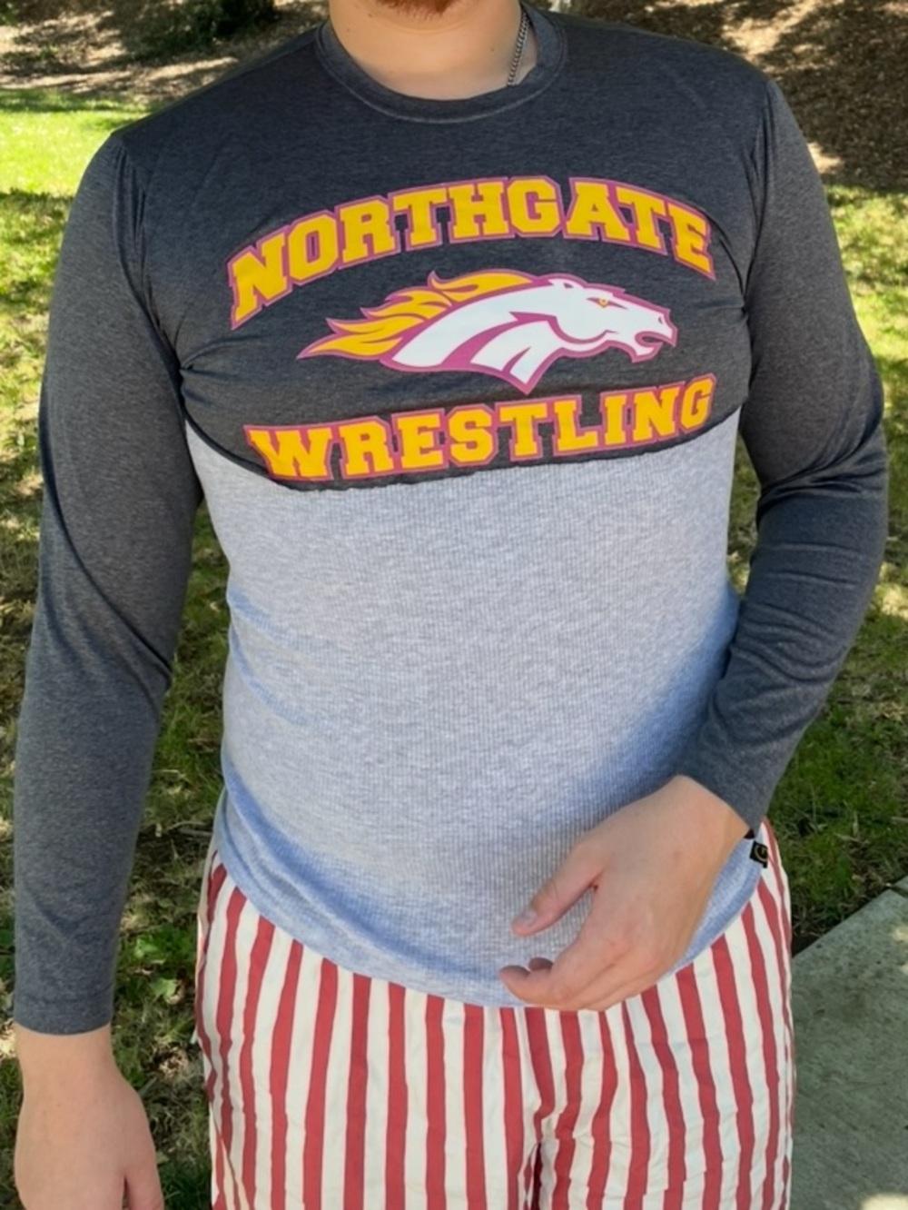 NORTHGATE HIGH SCHOOL MEN WRESTLING BRONCOS TEAM UNIFORM CROP CUT CROPPED SHIRT